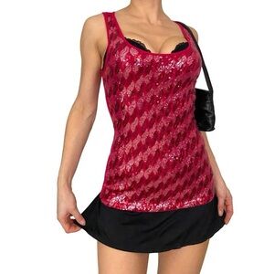 charlotte russe hot pink sequin tank top